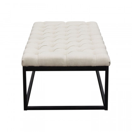 Diamond Sofa Mateo Black Powder Coat Metal Large Linen Tufted Bench - Desert Sand
