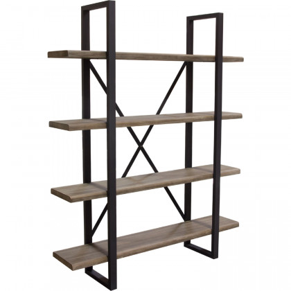 Diamond Sofa - Montana 4-Tiered Shelf Unit in Rustic Oak Finish with Iron Frame