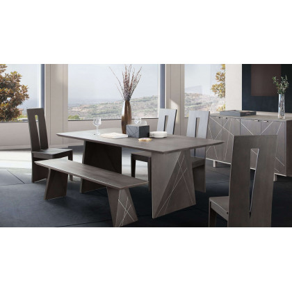 Diamond Sofa - Motion 2-Pack Solid Mango Wood Dining Chair with Silver Metal Inlay in Smoke Gray Finish