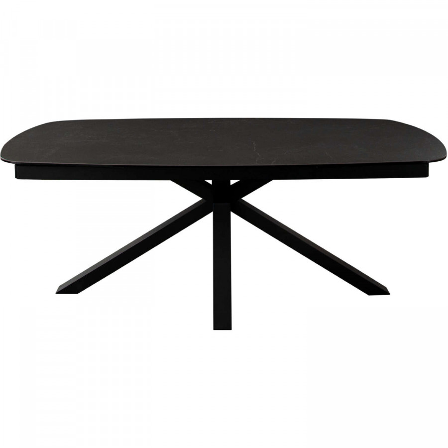 Diamond Sofa - Onyx Rectangle Extension Dining Table with Black Ceramic Glass Top & Black Metal Leg