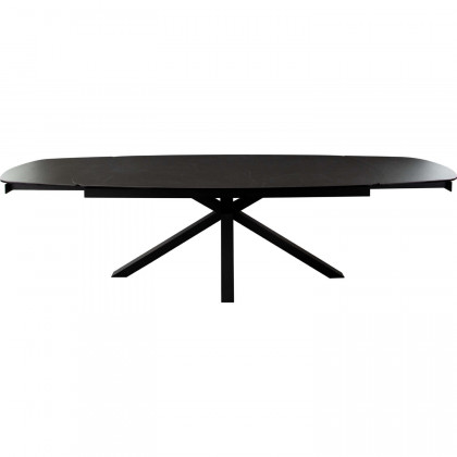 Diamond Sofa - Onyx Rectangle Extension Dining Table with Black Ceramic Glass Top & Black Metal Leg