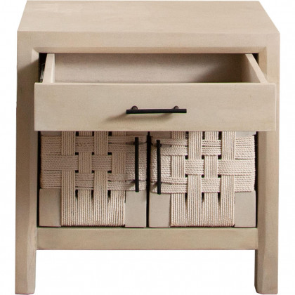 Diamond Sofa - Palm Solid Mango Wood 2-Door 1-Drawer Nightstand with Woven Rope Door Fronts in Natural Finish