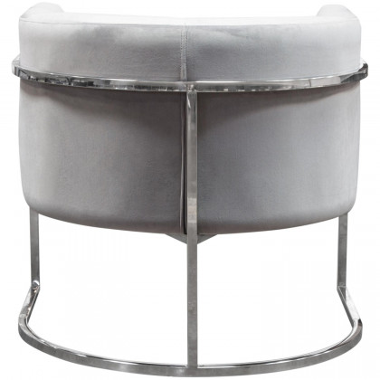 Diamond Sofa Pandora Velvet Accent Chair with Polished Silver Stainless Steel Frame - Gray