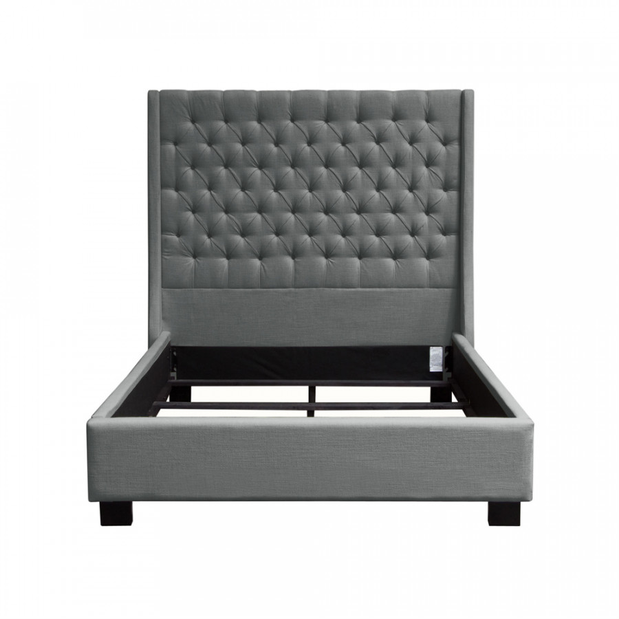 Diamond Sofa Park Avenue Linen Eastern King Tufted Bed with Vintage Wing - Gray