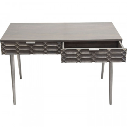 Diamond Sofa - Petra Solid Mango Wood 2-Drawer Writing Desk with Nickel Legs in Smoke Gray Finish