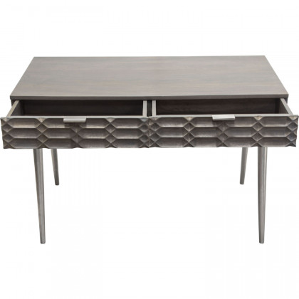 Diamond Sofa - Petra Solid Mango Wood 2-Drawer Writing Desk with Nickel Legs in Smoke Gray Finish