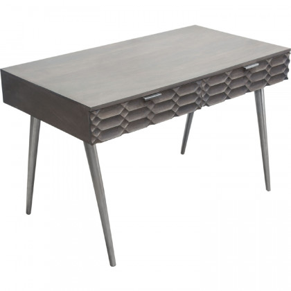 Diamond Sofa - Petra Solid Mango Wood 2-Drawer Writing Desk with Nickel Legs in Smoke Gray Finish