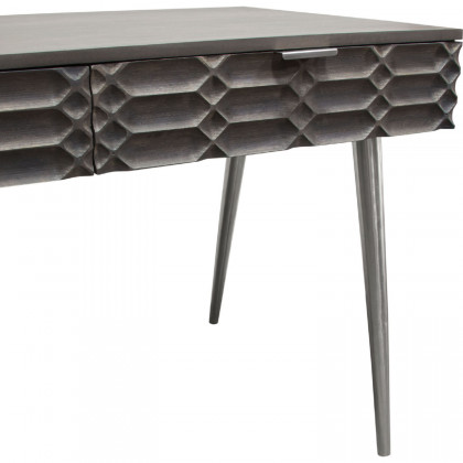 Diamond Sofa - Petra Solid Mango Wood 2-Drawer Writing Desk with Nickel Legs in Smoke Gray Finish