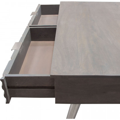 Diamond Sofa - Petra Solid Mango Wood 2-Drawer Writing Desk with Nickel Legs in Smoke Gray Finish