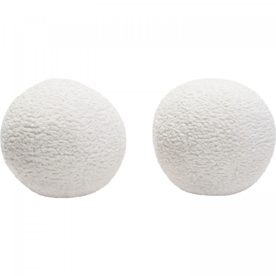 Diamond Sofa 10" Round Faux Sheepskin Accent Pillows (Set of 2) - White