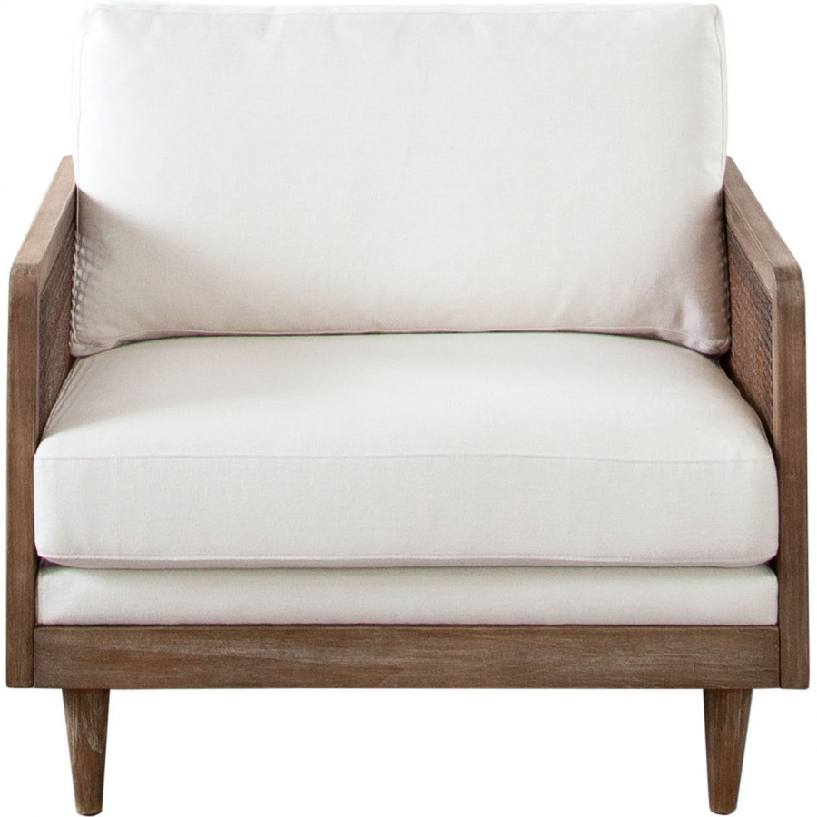Diamond Sofa - Piper Linen Fabric Chair with Natural Rattan in White