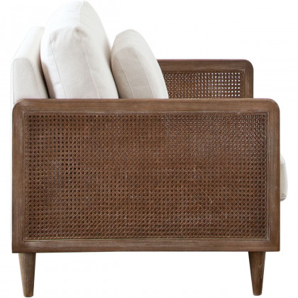 Diamond Sofa - Piper Linen Fabric Chair with Natural Rattan in White