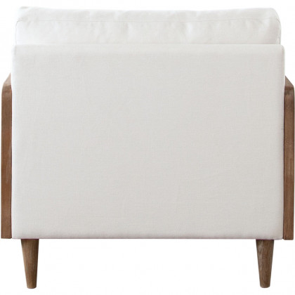 Diamond Sofa - Piper Linen Fabric Chair with Natural Rattan in White