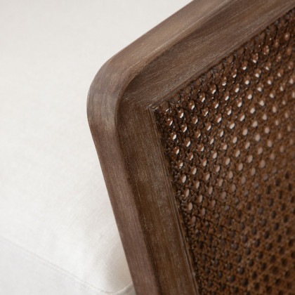 Diamond Sofa - Piper Linen Fabric Chair with Natural Rattan in White