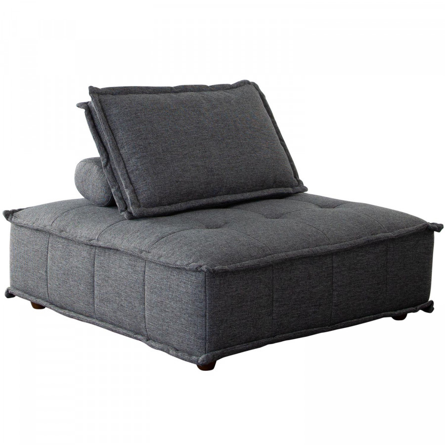 Diamond Sofa Platform Square Fabric Modular Lounger with Bolstered Non-Skid Backrest - Gray