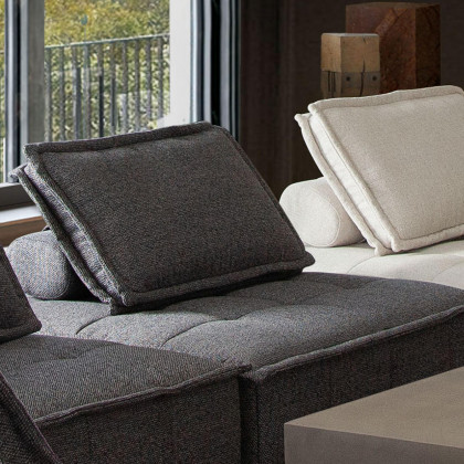 Diamond Sofa Platform Square Fabric Modular Lounger with Bolstered Non-Skid Backrest - Gray
