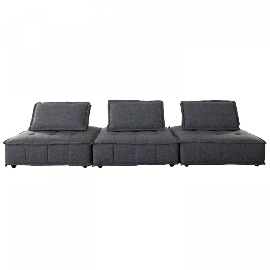 Diamond Sofa Platform 3-Piece Square Fabric Modular Lounger with Bolstered Non-Skid Backrest - Gray