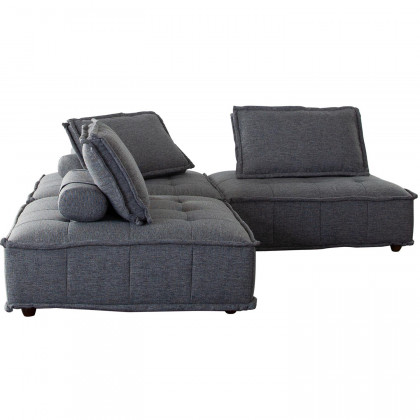Diamond Sofa Platform 3-Piece Square Fabric Modular Lounger with Bolstered Non-Skid Backrest - Gray