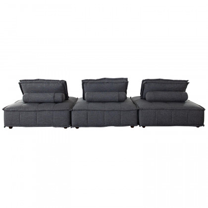 Diamond Sofa Platform 3-Piece Square Fabric Modular Lounger with Bolstered Non-Skid Backrest - Gray