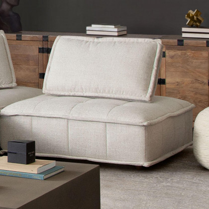 Diamond Sofa Platform Square Fabric Modular Lounger with Bolstered Non-Skid Backrest - Light Sand