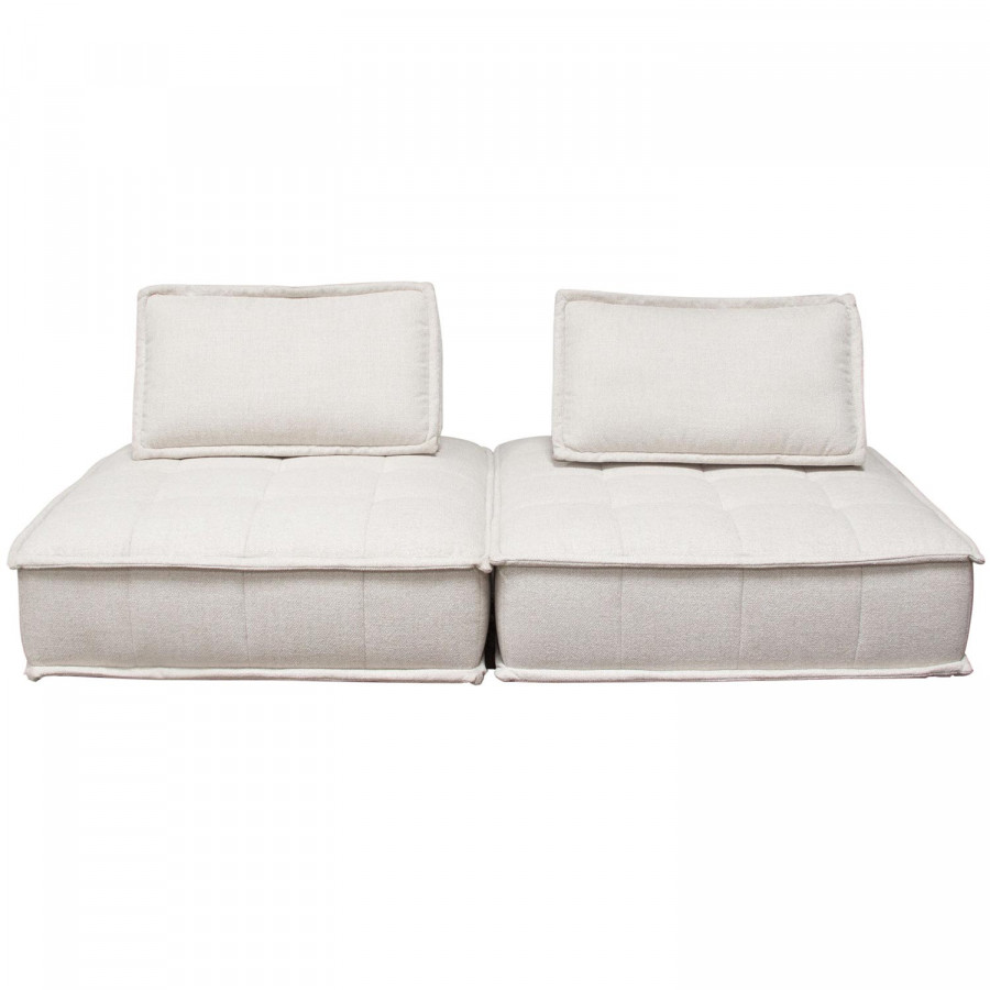 Diamond Sofa Platform 2-Piece Square Fabric Modular Lounger with Bolstered Non-Skid Backrest - Light Sand