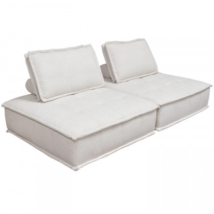 Diamond Sofa Platform 2-Piece Square Fabric Modular Lounger with Bolstered Non-Skid Backrest - Light Sand