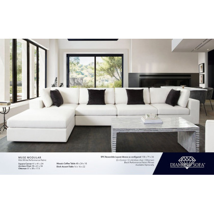 Diamond Sofa - Platform Square Fabric Modular Lounger with Bolstered Non-Skid Backrest