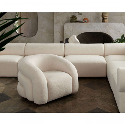 Diamond Sofa - Quantum Sherpa Swivel Accent Chair in Ivory