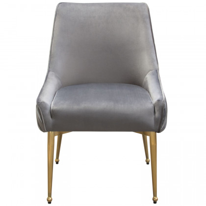Diamond Sofa - Quinn Velvet Dining Chairs with Vertical Outside Pleat Detail and Contoured Arm with Brushed Gold Metal Leg (Set of 2)