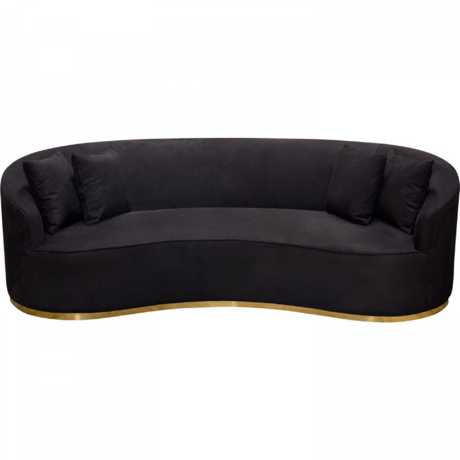 Diamond Sofa Raven Suede Velvet Sofa with Brushed Gold Accent Trim - Black