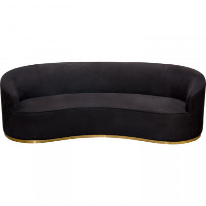 Diamond Sofa Raven Suede Velvet Sofa with Brushed Gold Accent Trim - Black