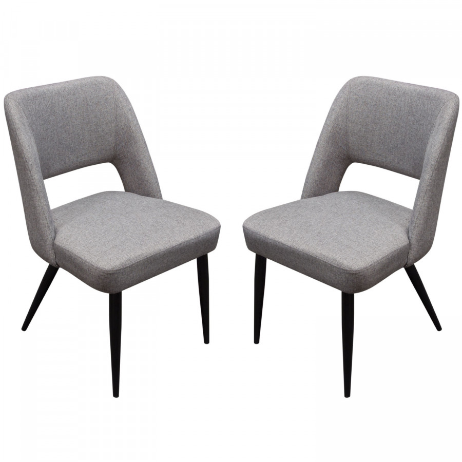 Diamond Sofa - Reveal Fabric Dining Chairs with Black Powder Coat Metal Leg (Set of 2) in Gray
