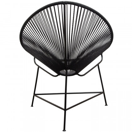 Diamond Sofa Sativa 2-Pack Rope Accent Chair with Black Iron Rod Frame - Black