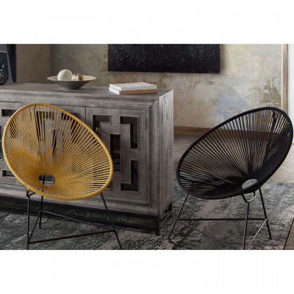 Diamond Sofa Sativa 2-Pack Rope Accent Chair with Black Iron Rod Frame - Black