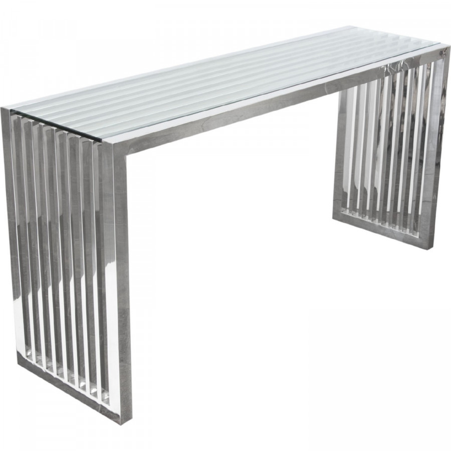 Diamond Sofa - SOHO Rectangular Stainless Steel Console Table with Clear Tempered Glass Top