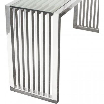 Diamond Sofa - SOHO Rectangular Stainless Steel Console Table with Clear Tempered Glass Top