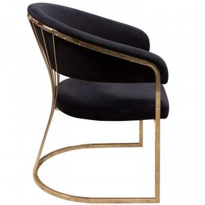 Diamond Sofa Solstice Velvet Dining Chair with Polished Gold Metal Frame - Black
