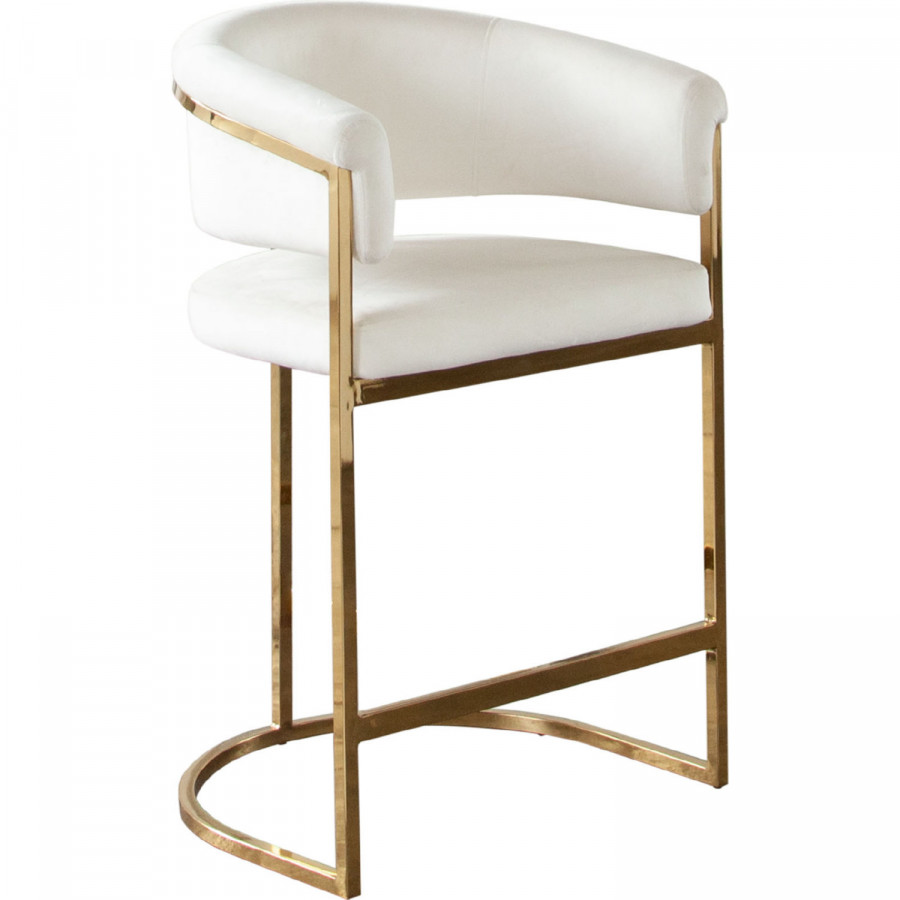 Diamond Sofa Solstice Velvet Counter Height Chair with Polished Gold Metal Frame - Cream