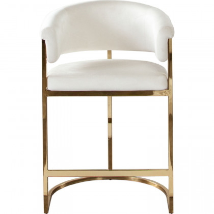 Diamond Sofa Solstice Velvet Counter Height Chair with Polished Gold Metal Frame - Cream