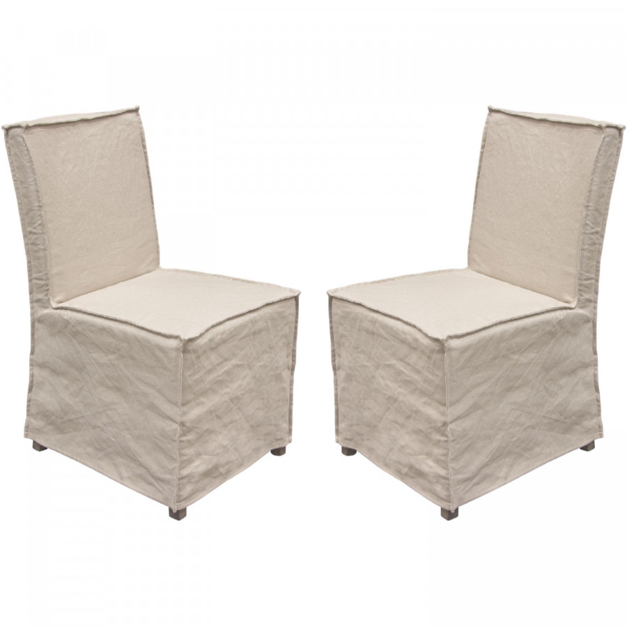 Diamond Sofa - Sonoma 2-Pack Dining Chairs with Wood Legs and Linen Removable Slipcover in Sand