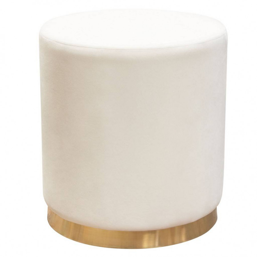 Diamond Sofa - Sorbet Velvet Round Accent Ottoman with Gold/Silver Metal Band Accent