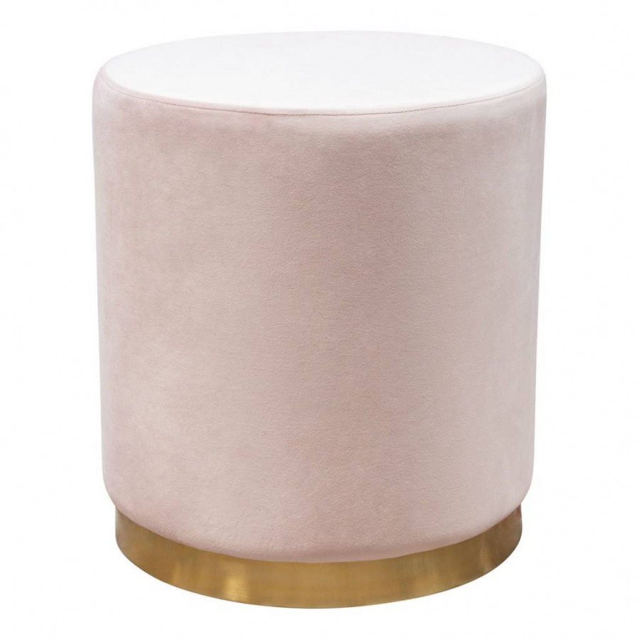 Diamond Sofa Sorbet Velvet Round Accent Ottoman with Gold Metal Band Accent - Blush Pink