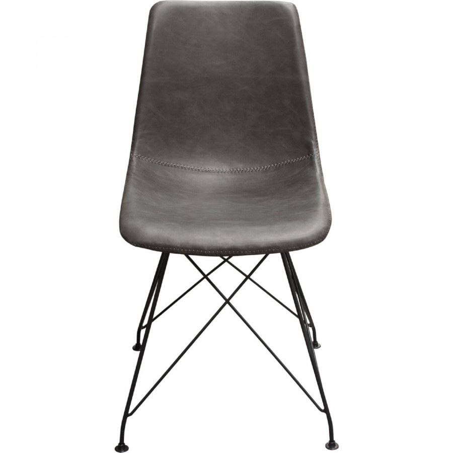 Diamond Sofa Theo Leatherette Dining Chairs with Black Metal Base (Set of 4) - Weathered Gray