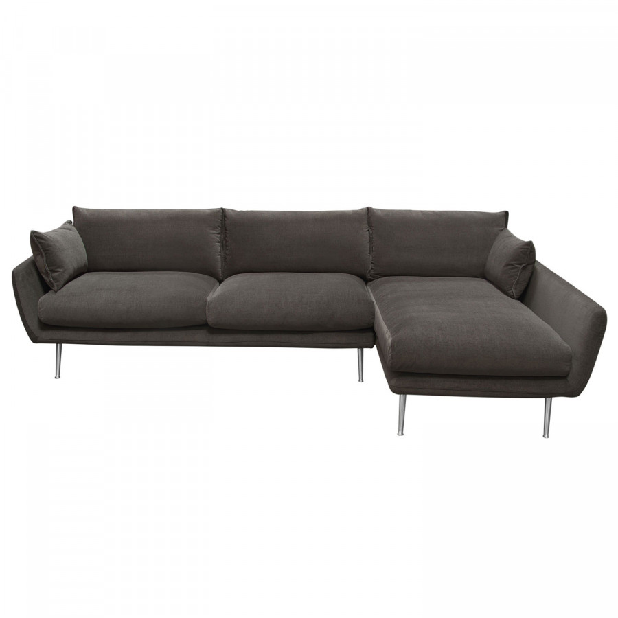 Diamond Sofa - Vantage Right Facing Chaise Fabric Sectional with Brushed Metal Legs in Iron Gray