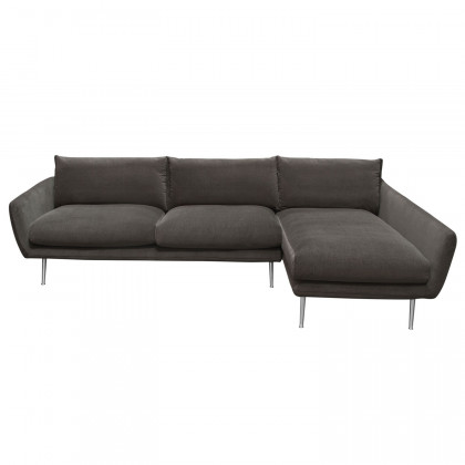 Diamond Sofa - Vantage Right Facing Chaise Fabric Sectional with Brushed Metal Legs in Iron Gray