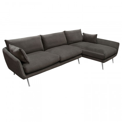Diamond Sofa - Vantage Right Facing Chaise Fabric Sectional with Brushed Metal Legs in Iron Gray