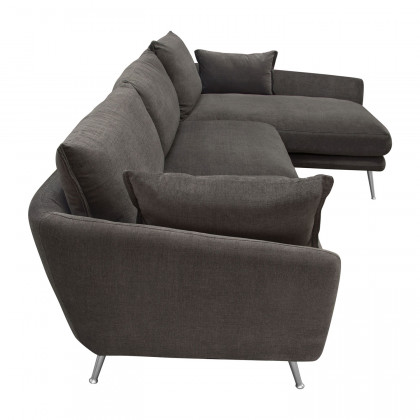Diamond Sofa - Vantage Right Facing Chaise Fabric Sectional with Brushed Metal Legs in Iron Gray