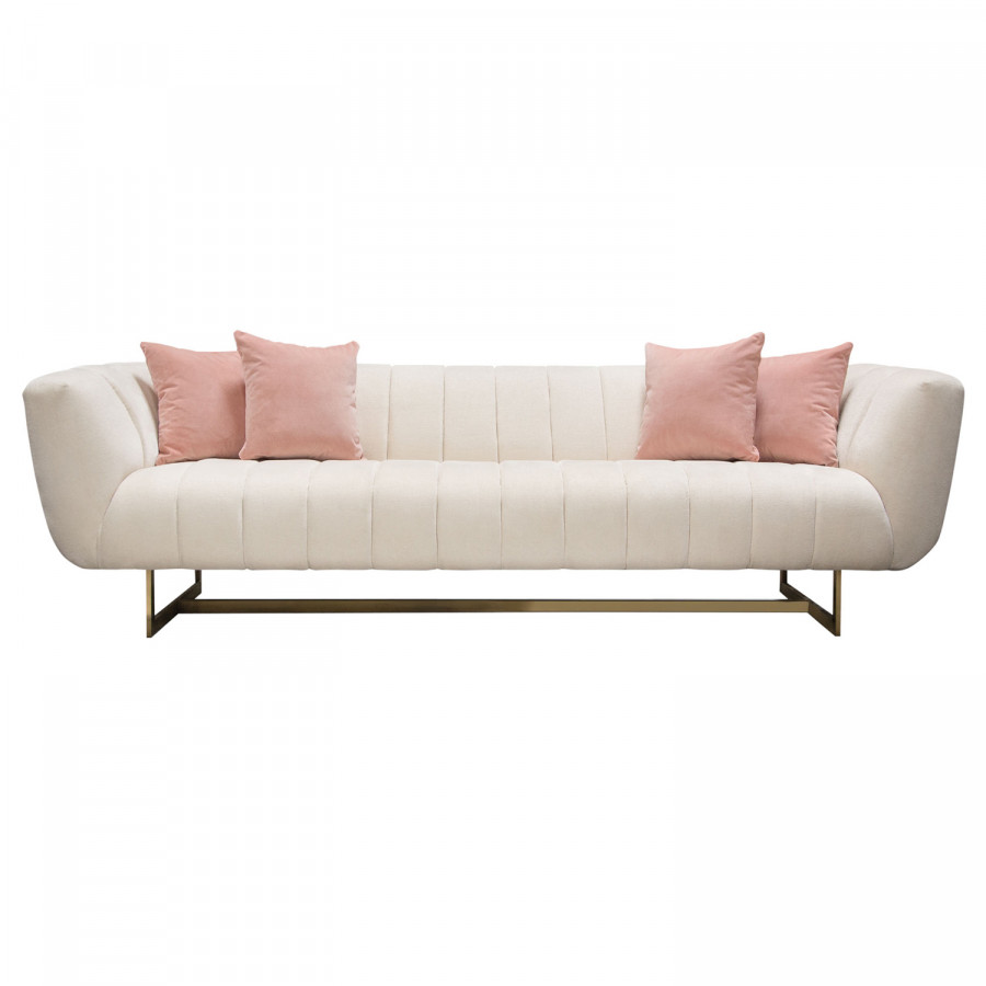 Diamond Sofa - Venus Fabric Sofa with Contrasting Pillows & Gold Finished Metal Base