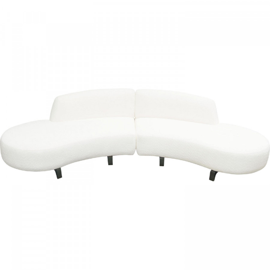 Diamond Sofa - Vesper Faux Shearling Modular Curved Armless Sofa & Chaise with Black Wood Leg Base