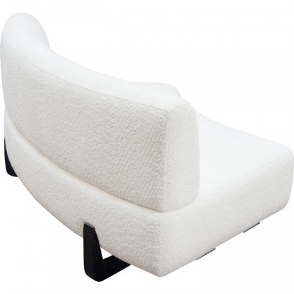 Diamond Sofa Vesper Faux Shearling Curved Armless Sofa with Black Wood Leg Base - White